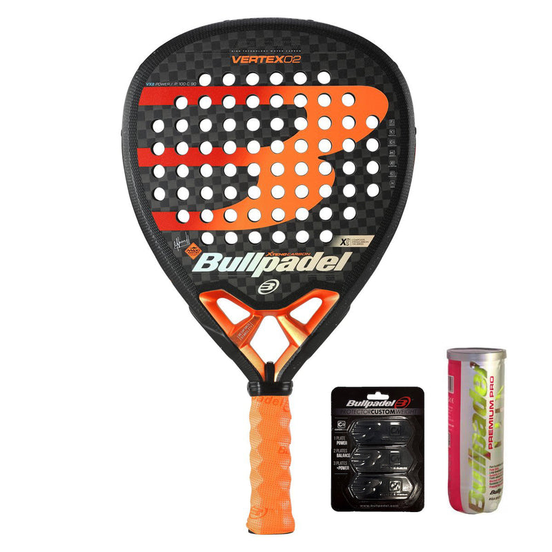 Bullpadel Vertex 02 2020 + Protector Custom Weight & 3-pack bollar