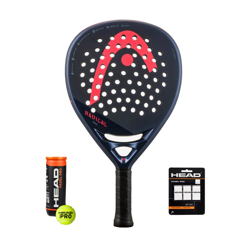 Head Radical Pro 2024 + 3-pack Overgrip + Padel Pro 3B